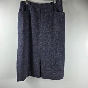 Vintage JOHN MEYER Womens 16 Blue Tweed Wool Blend Pencil‎ Skirt Career Dressy